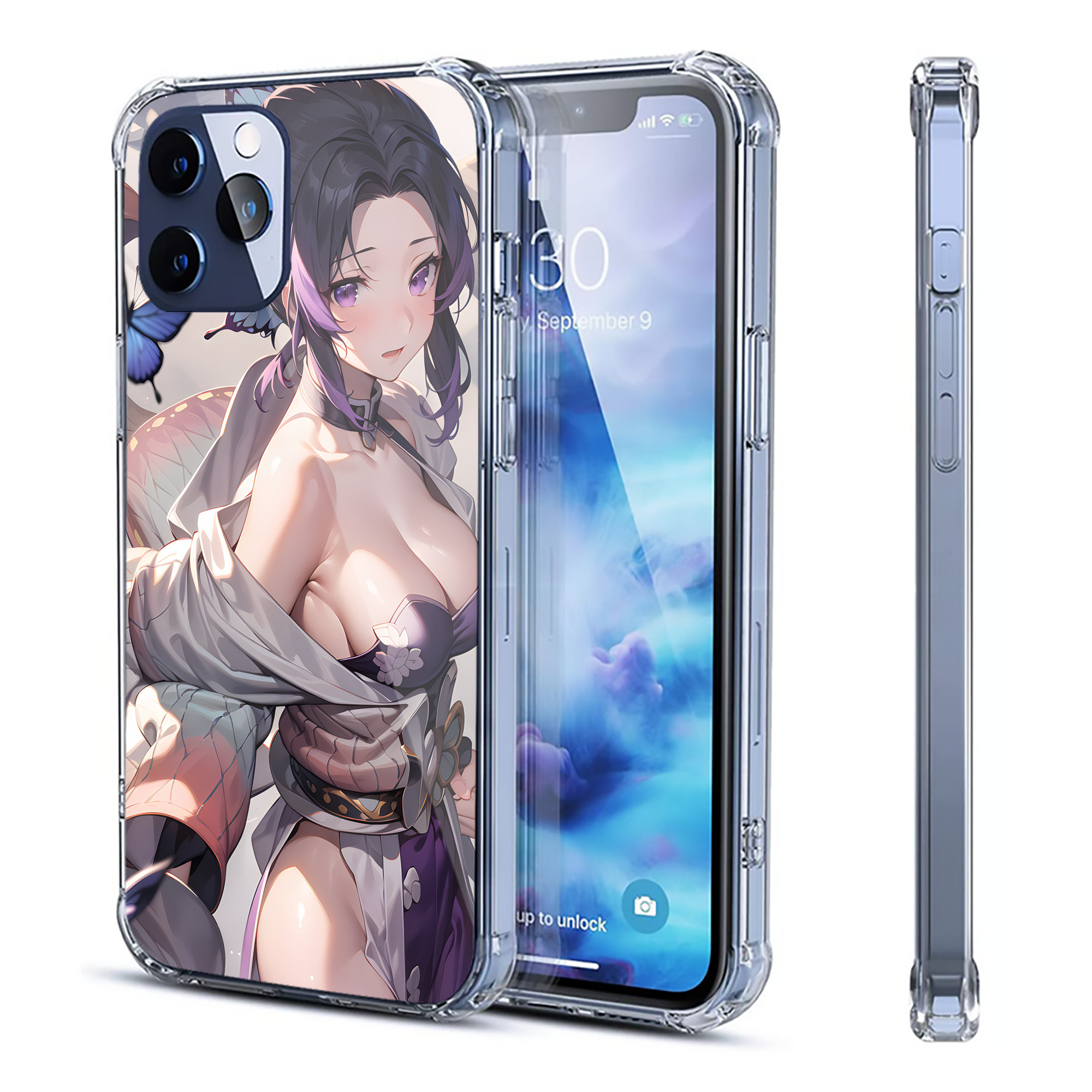 （画像用） 鬼滅の刃（きめつのやいば）蟲柱-胡蝶 しのぶ／こちょう しのぶ Kochou Shinobu 【iPhone 12シリーズ対応】透明スマホケース（クリアソフトケース）